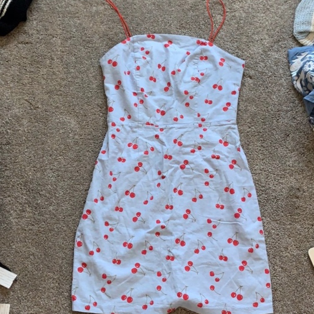 Cherry print stretch mini dress "Collette"